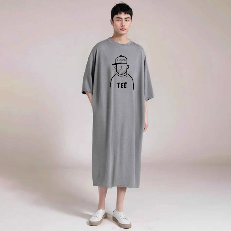 Bathrobe - ชุดนอนผู้ชาย, ชุดนอน, เสื้อคลุมอาบน้ำ, ชุดนอนบาง, ชุดคลุมแขนสั้นทรงหลวมยาวคลุมเข่าสำหรับผู้ชาย, ชุดลำลองฤดูร้อน