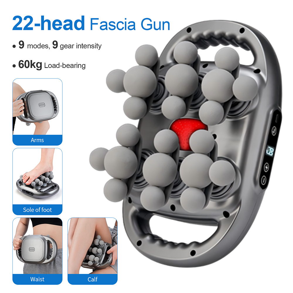 Massage Gun - ปืนนวดกล้ามเนื้อ 22 หัว ระบบสั่นความถี่สูง สำหรับนวดตัว นวดหลังและเอว